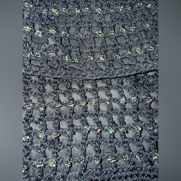 Crochet Iridescent Beaded Boho Mini Crossbody Purse Braided Strap Navy‎ Blue - Picture 5 of 5